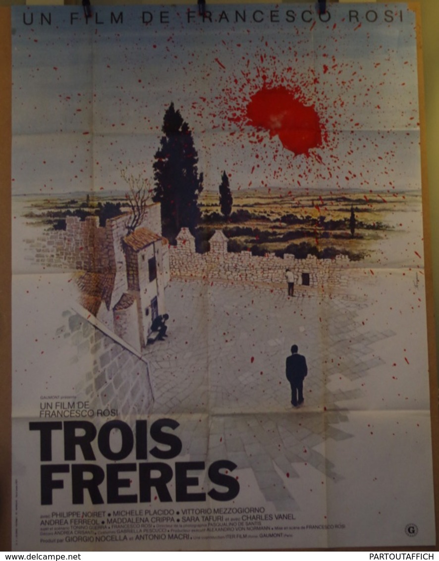 Aff Ciné Orig 3 FRERES Tre Fratelli (Francesco Rosi) 120 X 160cm 1981 Philippe Noiret Michele Placido - Manifesti & Poster