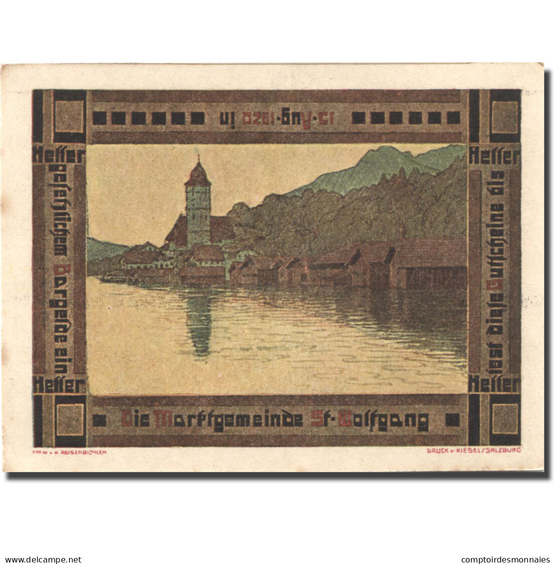 Billet, Autriche, St Wolfgang, 10 Heller, Eglise 1920-08-15, SUP Mehl:FS 947a - Austria