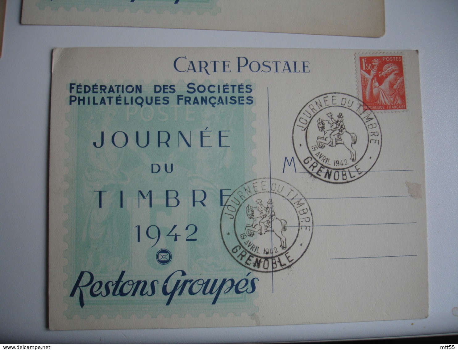 1942 Lot De 15 Cartes Journee Du Timbre Restons Groupes - 1921-1960: Période Moderne