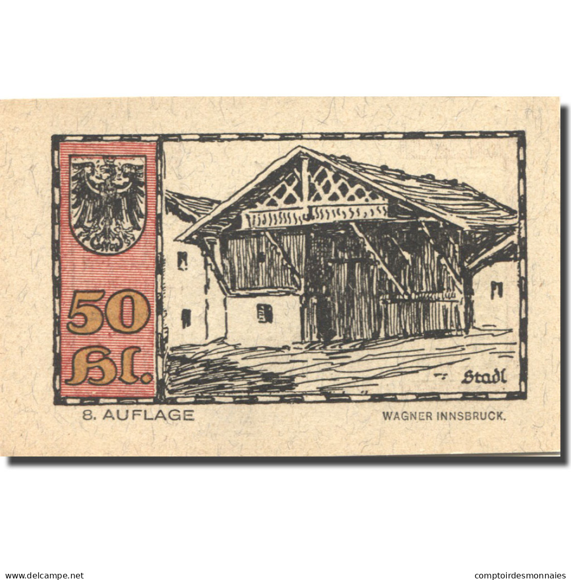 Billet, Autriche, Telfs, 50 Heller, étable 1921-01-31, SPL Mehl:FS 1061j - Austria