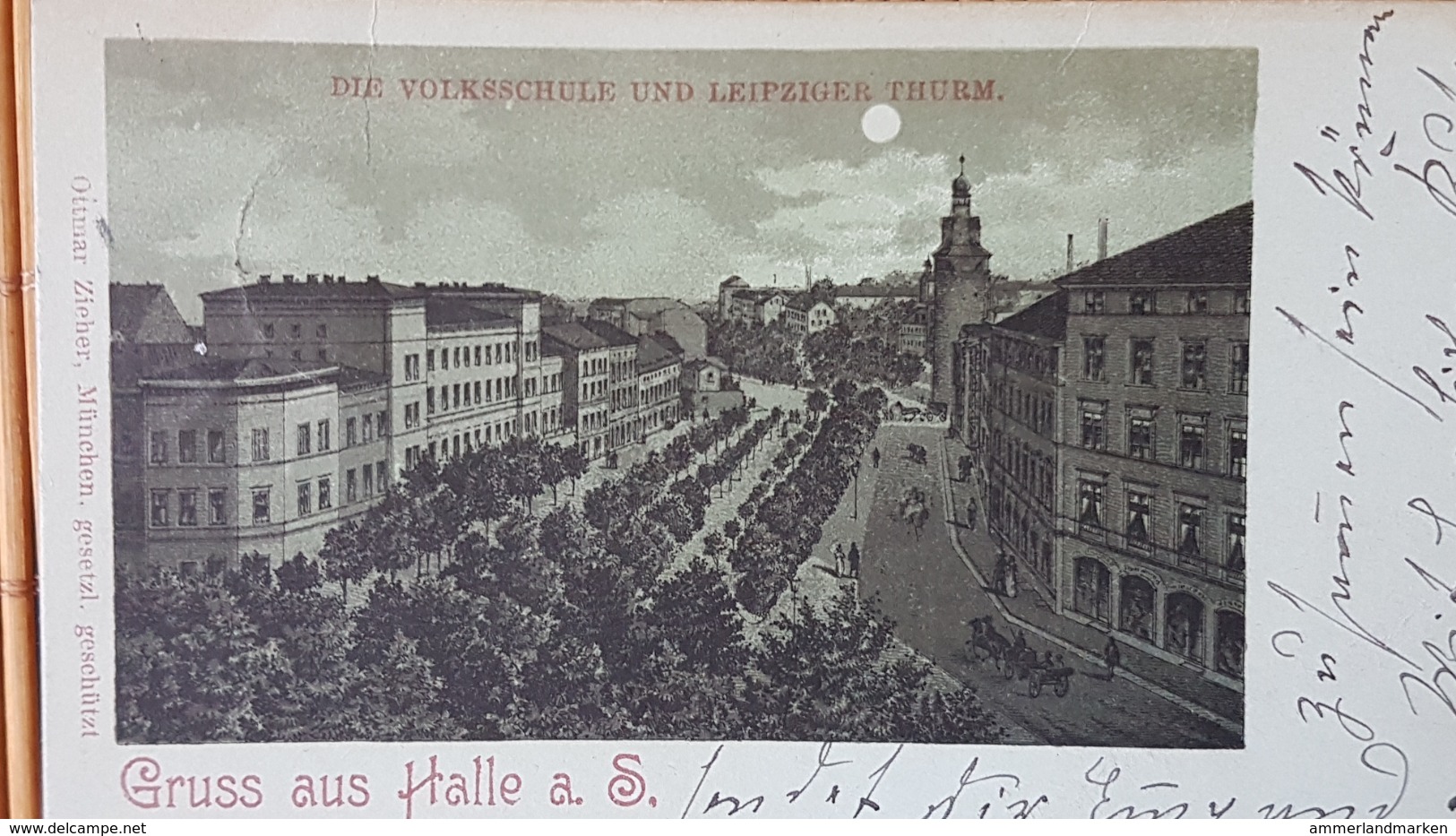 Mondschein Litho,  Gruss Aus Halle Saalekreis, Gelaufen 1898 - Halle (Saale)