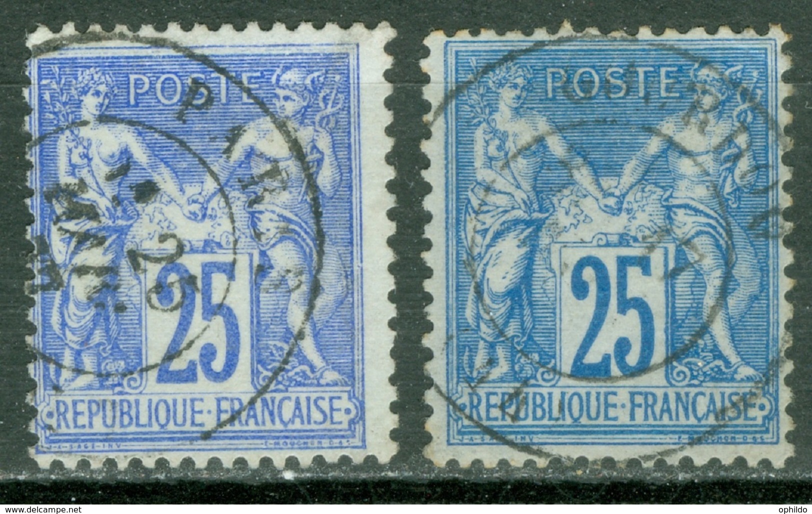 France  78 Et 79  Ob  B/TB - 1876-1898 Sage (Tipo II)