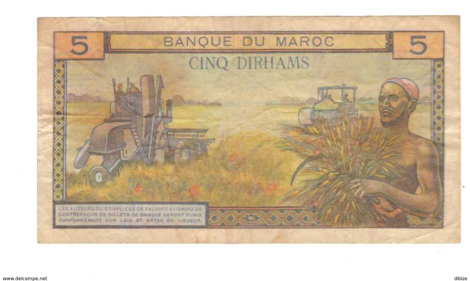 Maroc. Billet De 5 Dirhams. 1968. Etat Moyen. Froissé. Traces De Rousseurs. Mais Entier. - Maroc