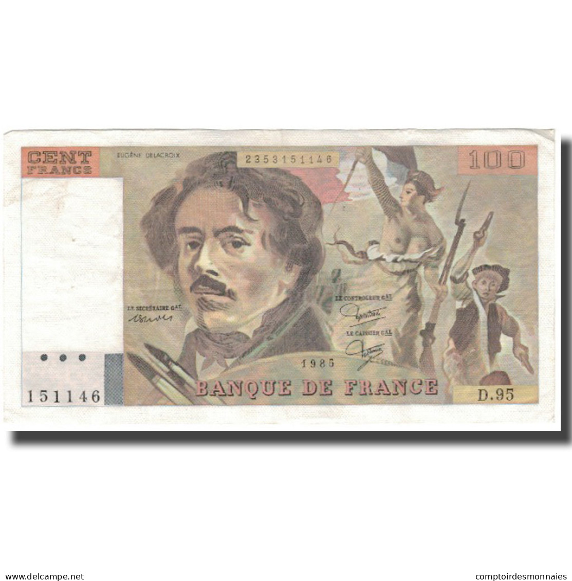 France, 100 Francs, Delacroix, 1985, TTB, Fayette:69.9, KM:154b - 100 F 1978-1995 ''Delacroix''