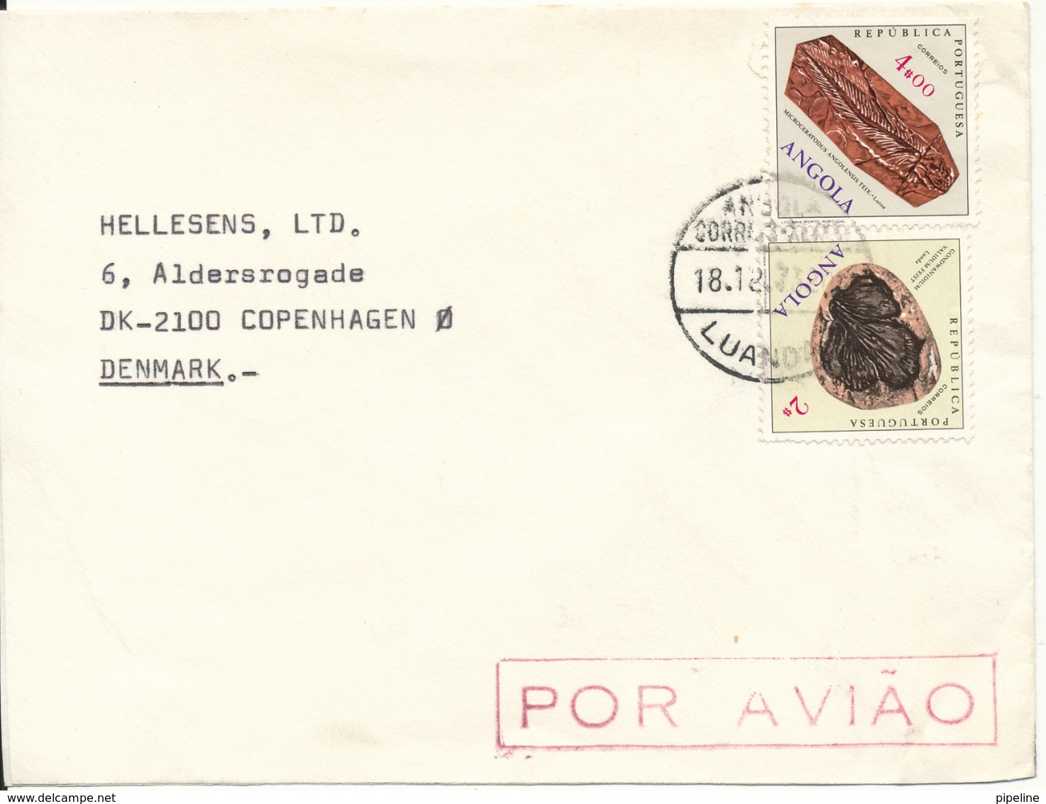 Portugal Angola Cover Sent To Denmark Luanda 18-12-1973 Topic Stamps (the Cover Is Cut In The Left Side, And The Flap On - Angola