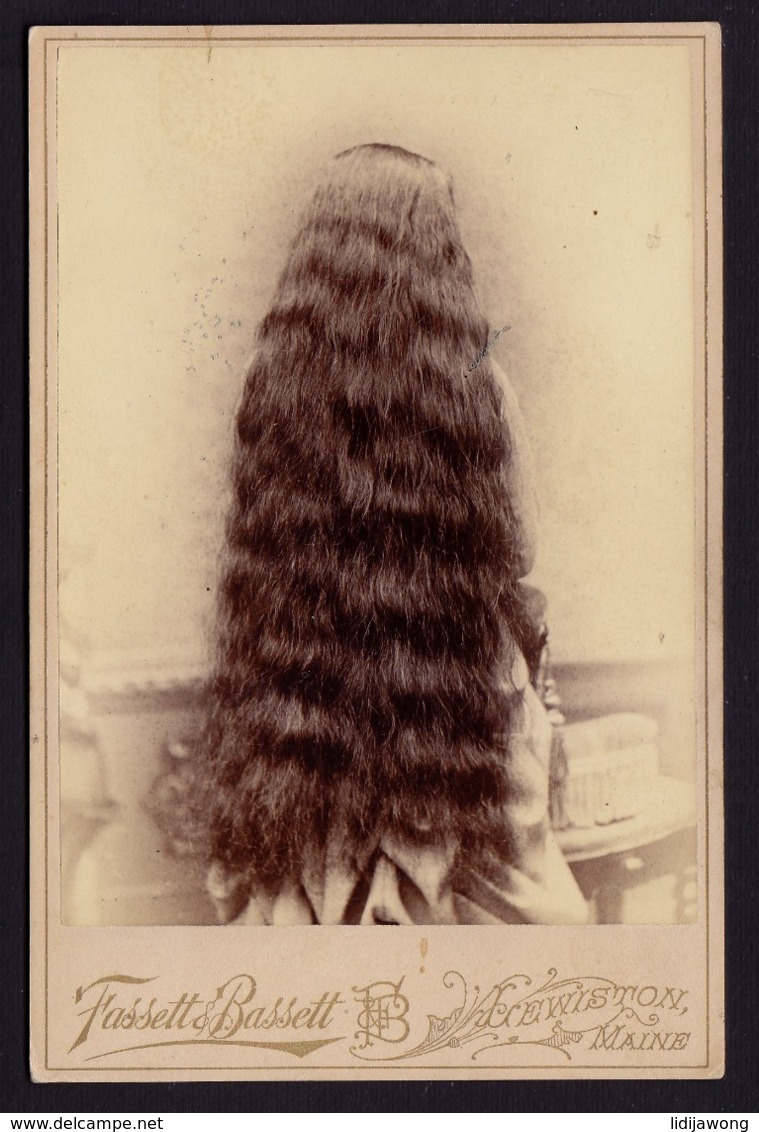 Maine Lewiston Girl LONG HAIR Cabinet Photo FASSETT & BASSETT (see Sales Conditions) - Anonymous Persons