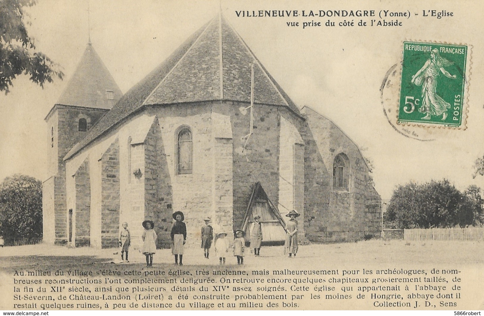 CARTE POSTALE ORIGINALE ANCIENNE : VILLENEUVE LA DONDARGRE EGLISE  ANIMEE YONNE (89) - Villeneuve-la-Dondagre