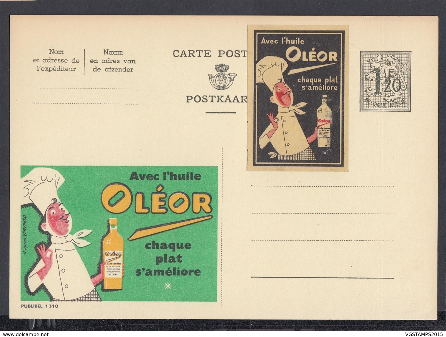 BELGIQUE PUBLIBEL 1310 1F20 + VIGNETTE "OLEOR"(VGVP39) DC-4598 - Publibels