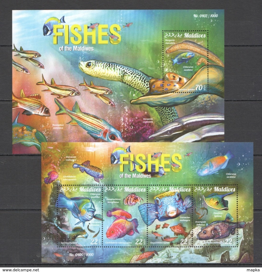 ML104 2015 MALDIVES FAUNA MARINE LIFE FISHES 1KB+1BL MNH - Meereswelt