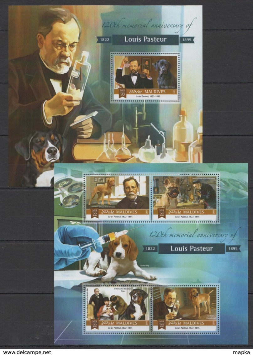 ML121 2015 MALDIVES ANIMALS PETS FAMOUS PEOPLE LOUIS PASTEUR KB+BL MNH - Louis Pasteur