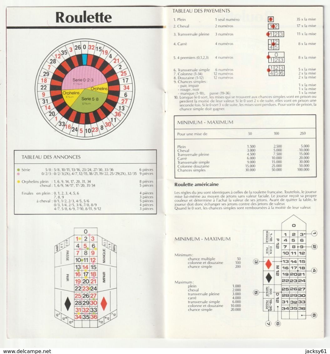 Spa - Casino De Sap - Roulette - Black Jack - Baccara -  ( Belgique ) Liege - Toeristische Brochures