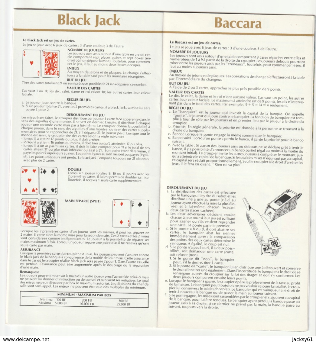 spa - casino de sap - roulette - black jack - baccara -  ( belgique ) liege