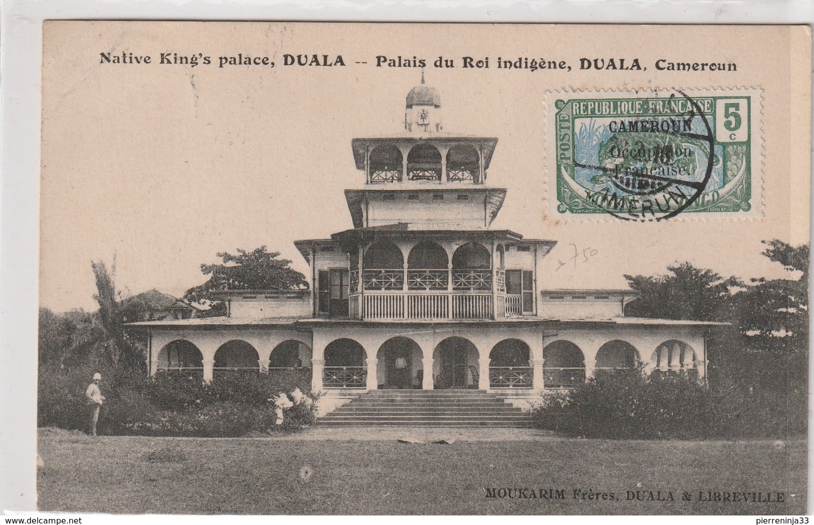 Cameroun /Duala,Douala, Palais Du Roi Indigène Avec Timbres Occupation Française - Cameroun