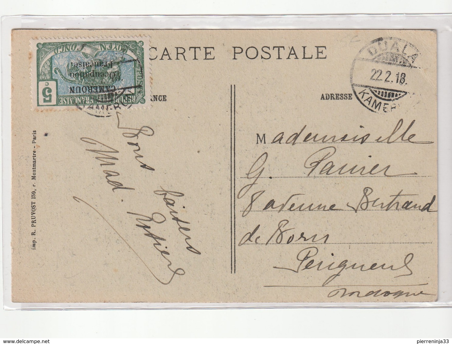 Cameroun /Duala,Douala, Palais Du Roi Indigène Avec Timbres Occupation Française - Cameroun