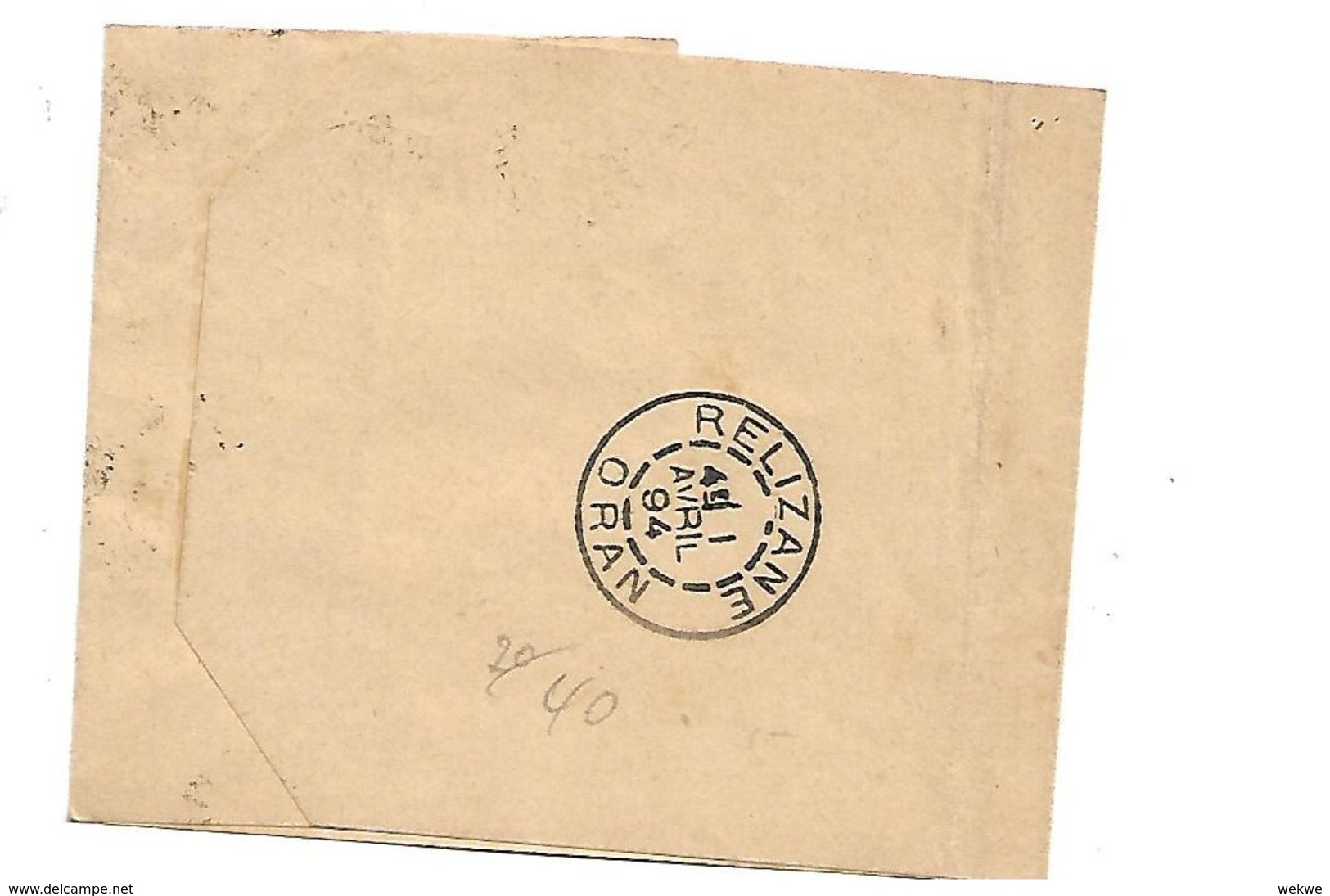 ARG044 / ARGENTINIEN - Streifband, Aufgewertet Mit 2 Marken 1894 Nach Algerien - Storia Postale