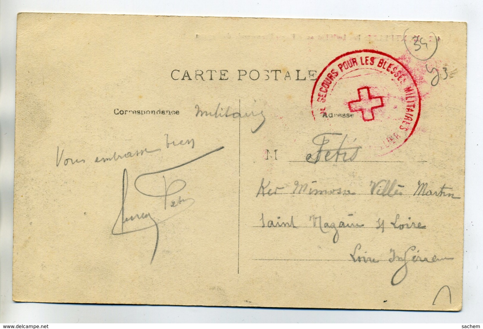 34 MONTPELLIER Cachet MILITAIRE Croix Rouge Secours Pour Les Blessés    /D04-2017 - Montpellier