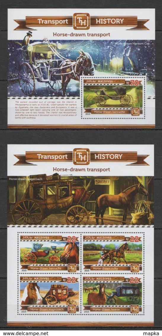 ML199 2015 MALDIVES TRANSPORT FAUNA FARM ANIMALS HORSE TRANSPORT KB+BL MNH - Horses