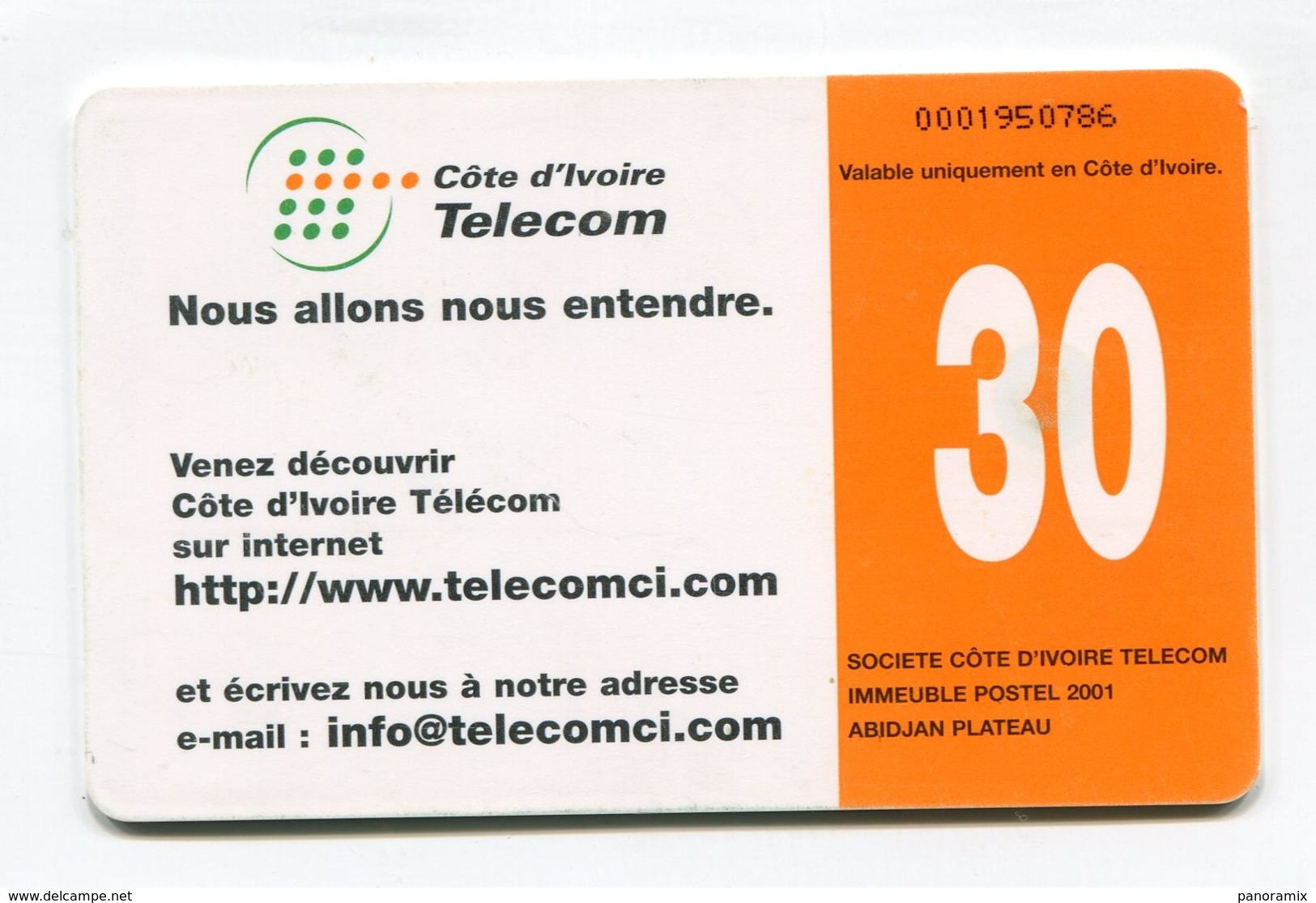 Telecarte °_ Côte Ivoire-CIT.Aviso.ci-gem-Citel 30- R/V 0786 - Côte D'Ivoire