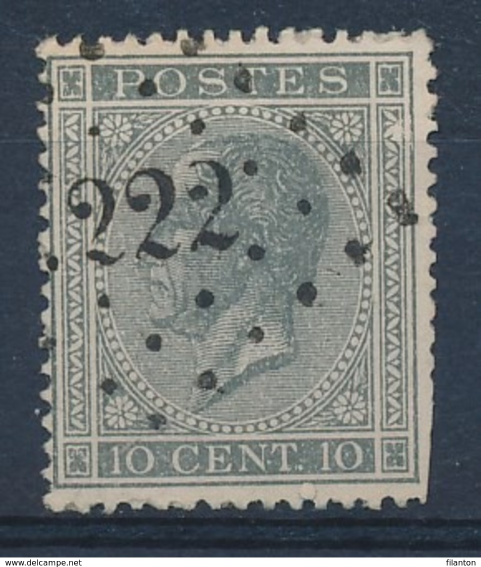 BELGIE - OBP Nr 17A V5 (LUPPI) - Gest./obl. P222  "LOKEREN" (tanding!/dentelure!) - (ref. ST 1230) - 1865-1866 Perfil Izquierdo