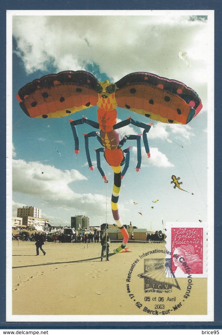 France - Carte Maximum - Rencontres Internationales De Cerfs Volants - Marianne - Berck Sur Mer - 2003 - 2000-2009