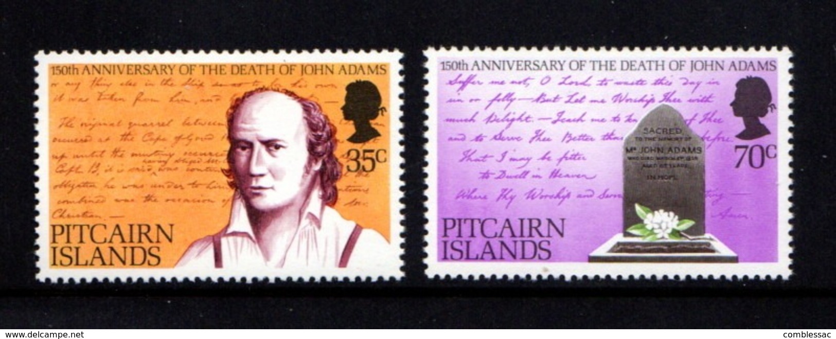 PITCAIRN  ISLANDS    1979    150th  Death  Anniv  Of  John  Adams    Set  Of  2    MNH - Islas De Pitcairn