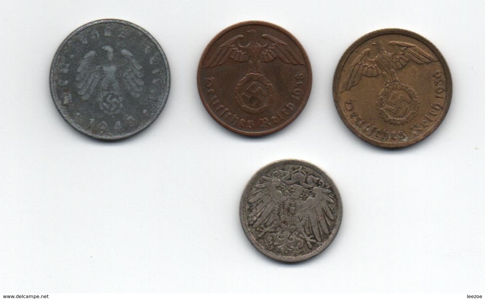 Petit Lot Monnaie Deutsches Reichspfenning.5 Deutsches Reich 1912...10 Reichspfennig 1939 Et 1943...2 Reichspfennig 1938 - Autres & Non Classés