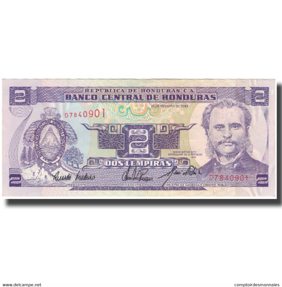 Billet, Honduras, 2 Lempiras, 1993-02-25, KM:72b, SUP - Honduras