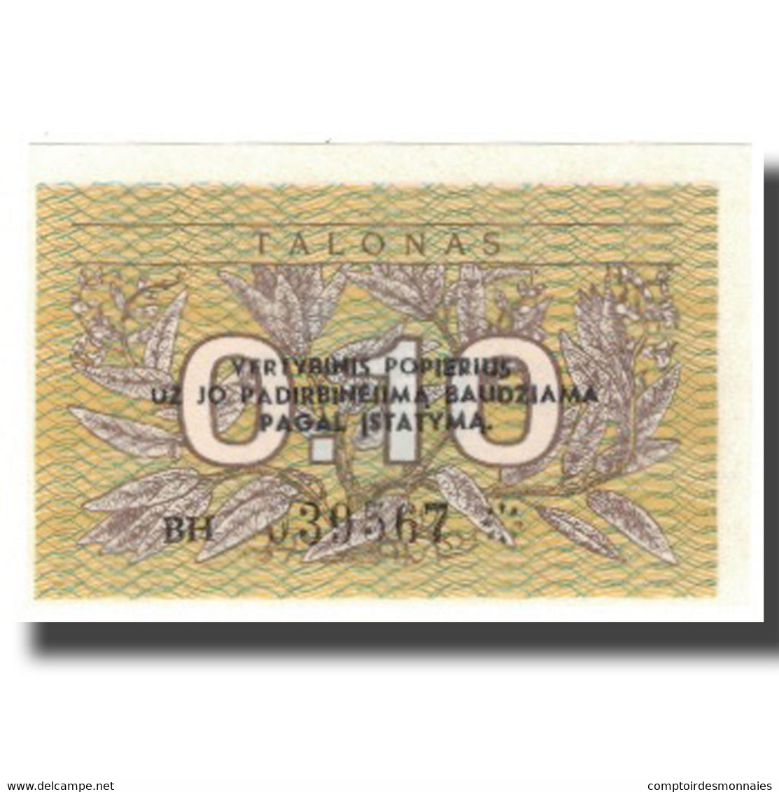 Billet, Lithuania, 0.10 Talonas, KM:29b, NEUF - Lituania