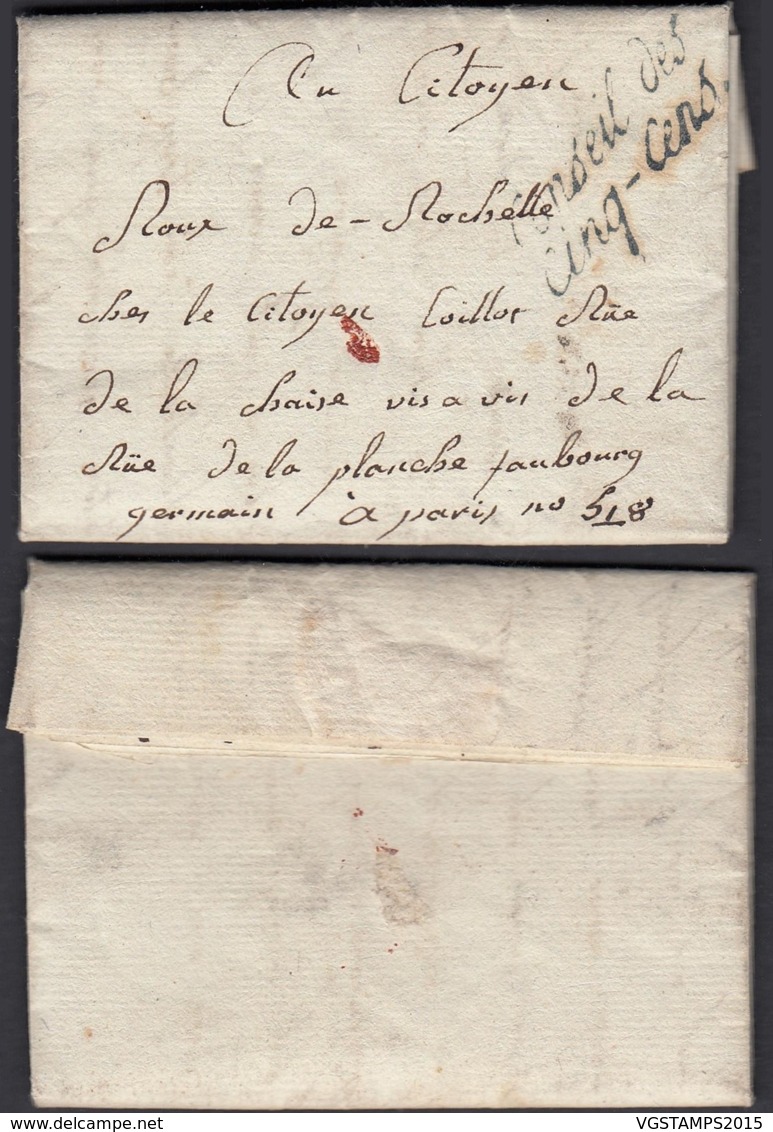 FRANCE LETTRE GRIFFE "CONSEIL DES CINQ-CENS"(VG) DC-4624 - 1701-1800: Precursores XVIII