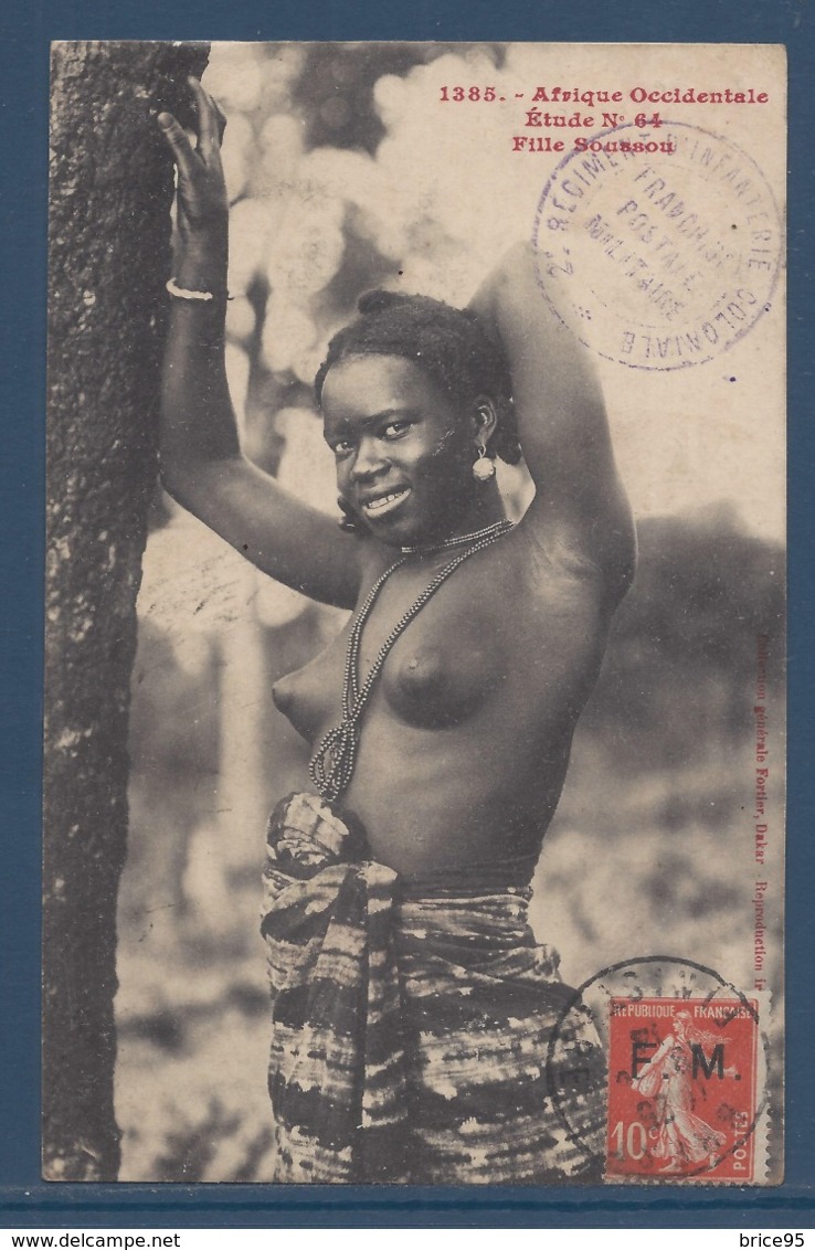Sénégal - Afrique Occidentale - Carte Postale - Fille Soussou - Femme Sein Nu - Sénégal