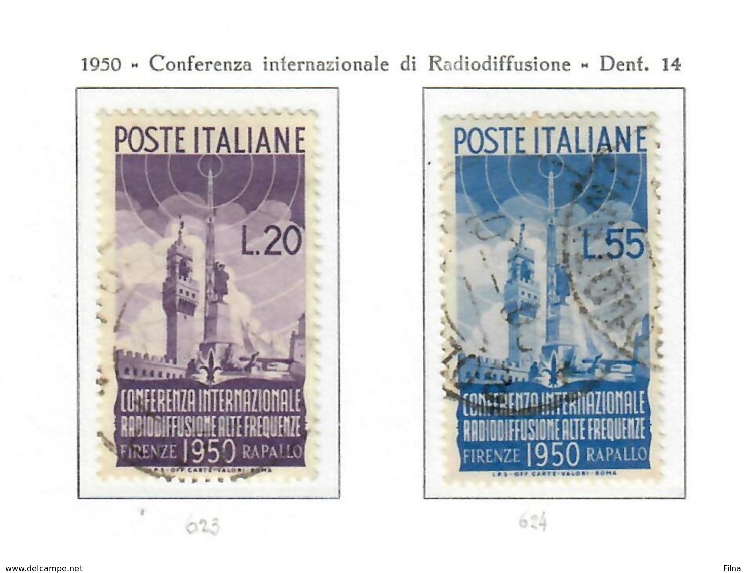 ITALIA 1950 - CONFERENZA INTERNAZIONALE DI RADIODIFFUSIONE - USATI - 1946-60: Usati
