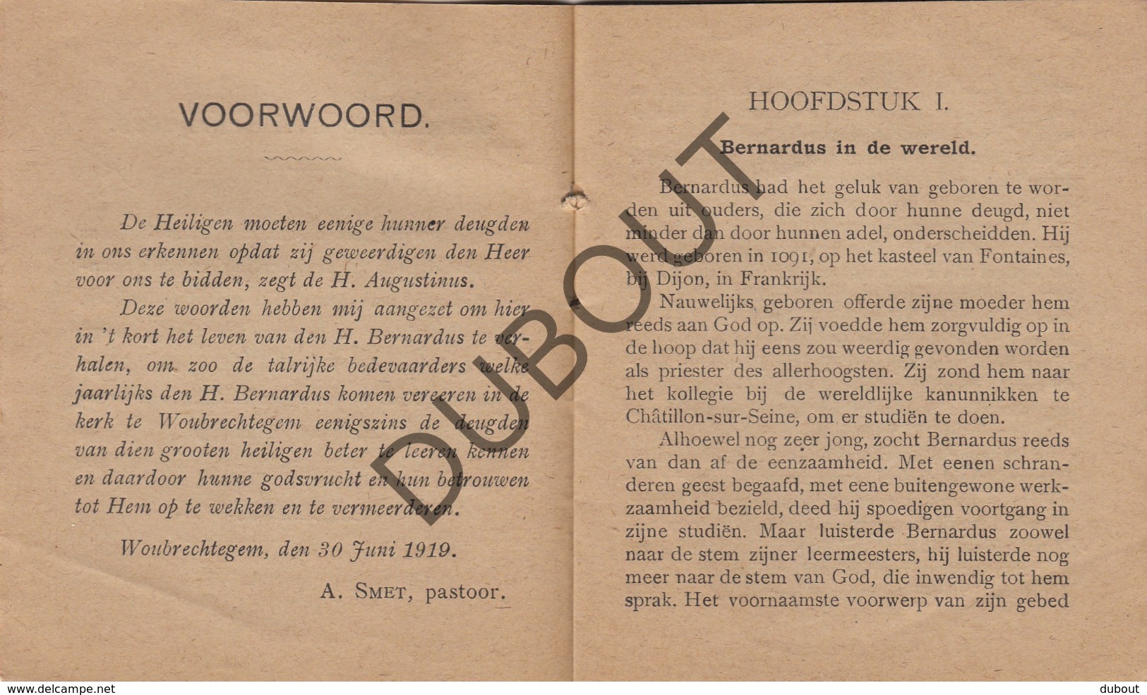 Woubrechtegem/Herzele - Korte Levensschets Heiligen Bernardus 1919 Gent (R505) - Antique