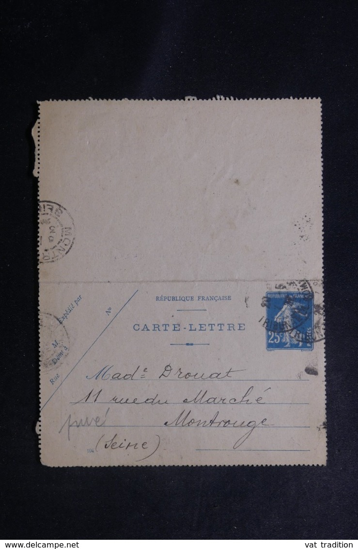 FRANCE - Entier Postal Type Semeuse, Repiquage Du Bureau D'Assistance Judiciaire De Paris En 1922 - L 47011 - Cartes-lettres