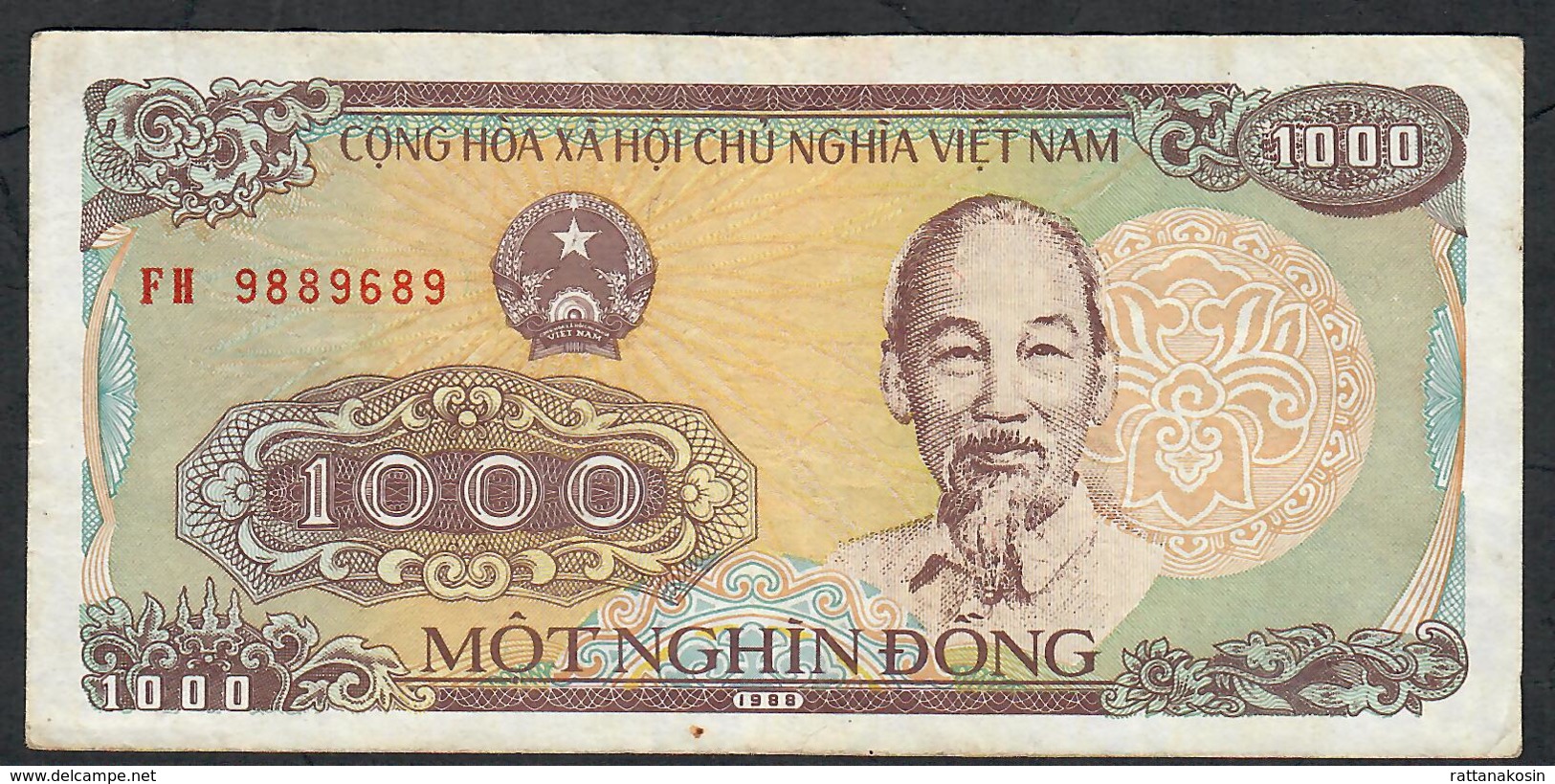 VIETNAM P106b 1000 DONG 1988 #FH     VF NO P.h. - Vietnam