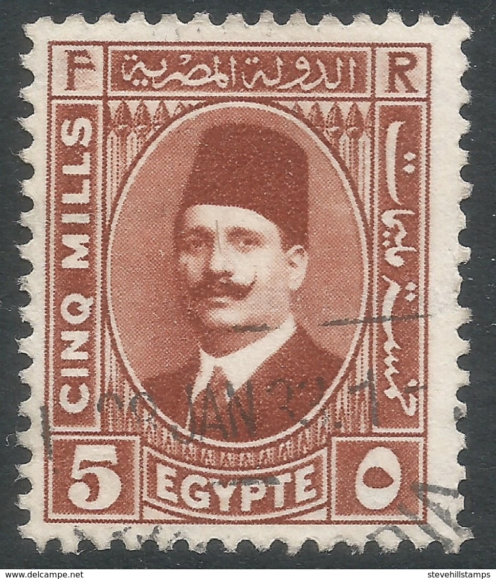 Egypt. 1927 King Fuad I. 5m Used. SG 156 - Usati