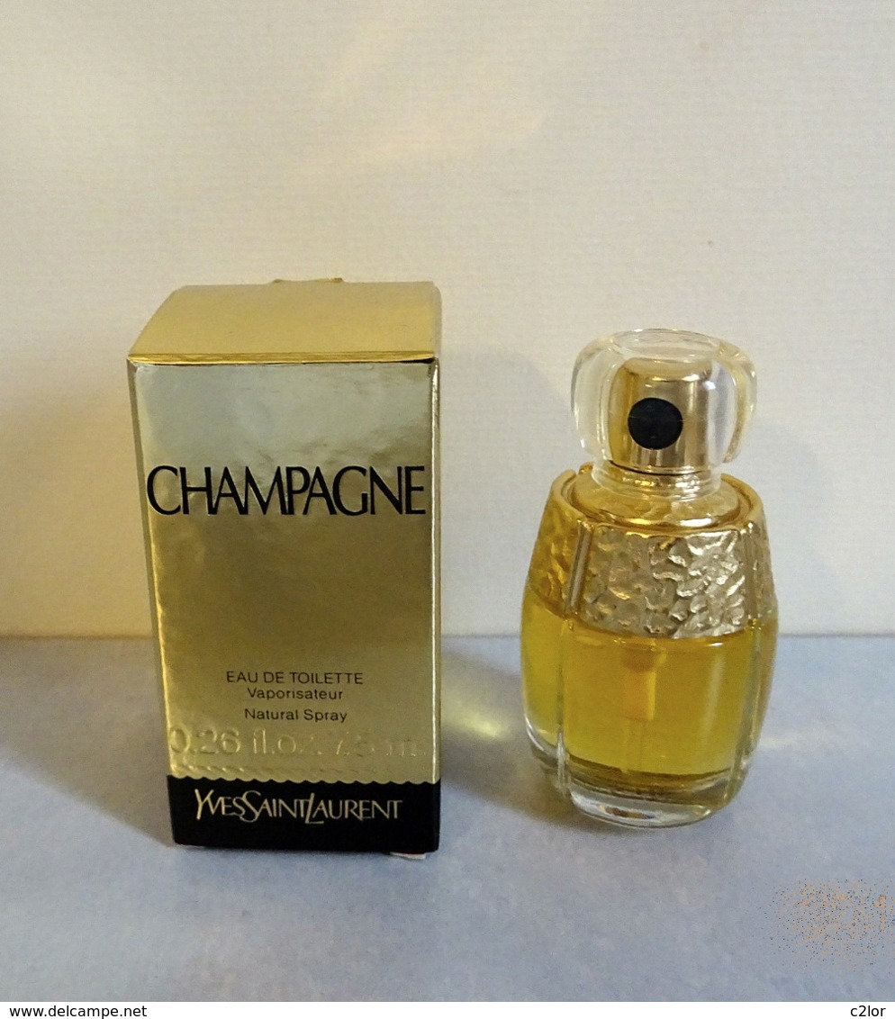 Miniature Spray  "CHAMPAGNE"  D'YVES ST LAURENT Eau DeToilette 7,5 Ml Dans Sa Boite - Miniatures Femmes (avec Boite)