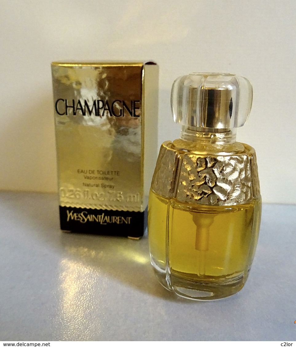 Miniature Spray  "CHAMPAGNE"  D'YVES ST LAURENT Eau DeToilette 7,5 Ml Dans Sa Boite - Miniaturen Flesjes Dame (met Doos)