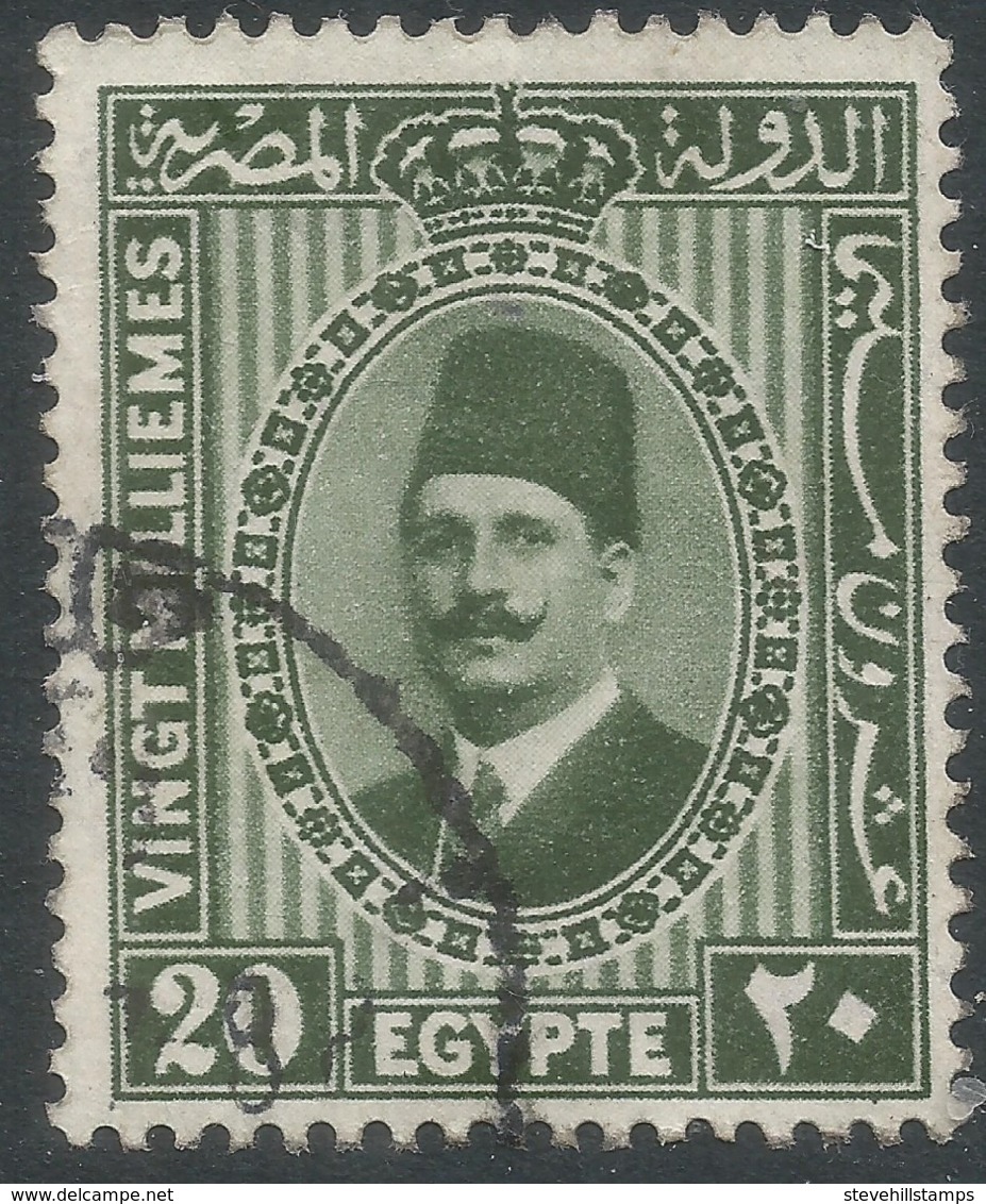 Egypt. 1927 King Fuad I. 20m Green Used. SG 163a - Used Stamps