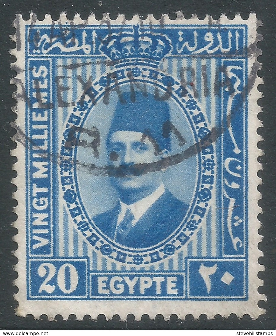 Egypt. 1927 King Fuad I. 20m Blue Used. SG 164 - Oblitérés