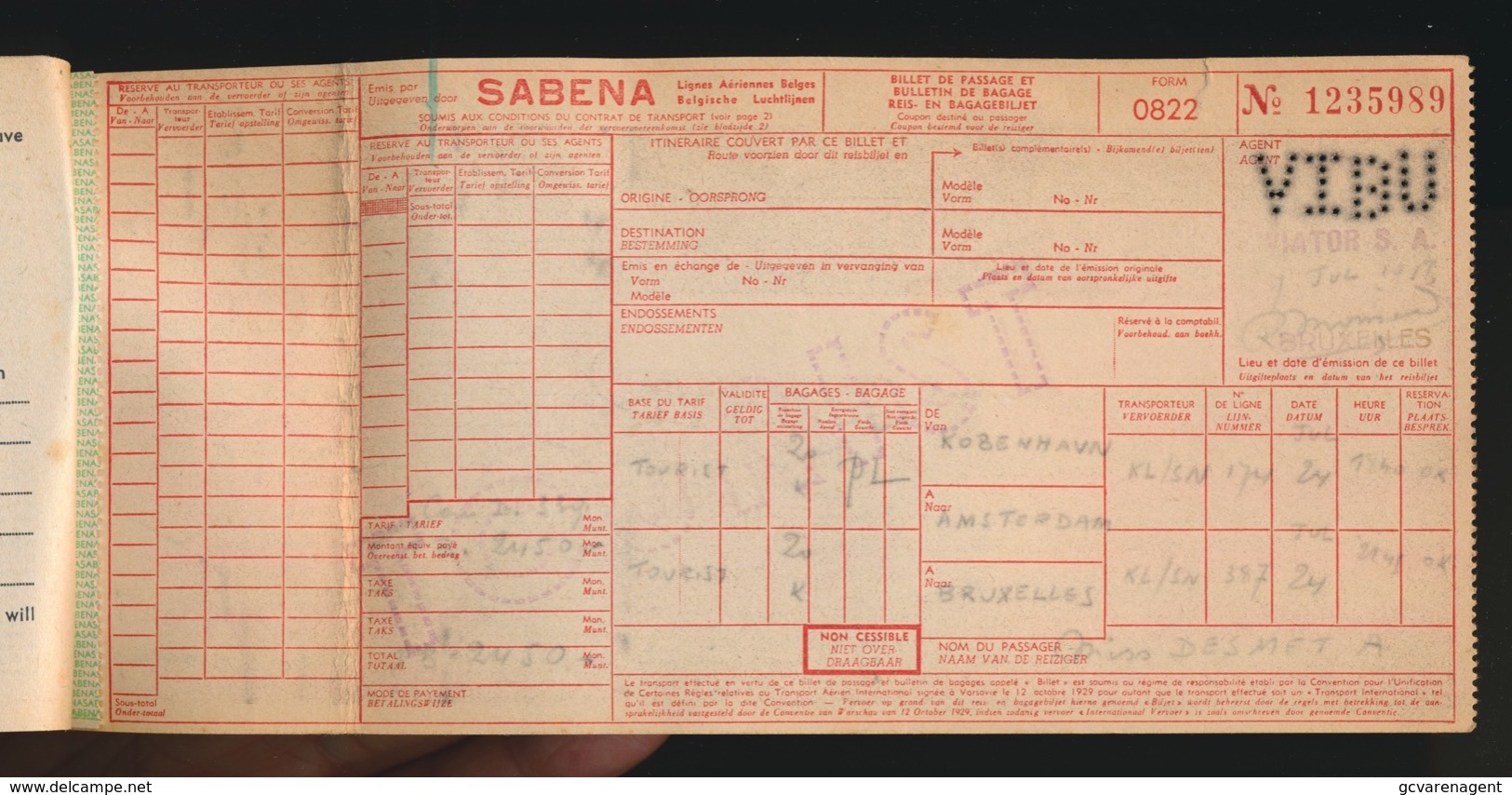 SABENA 1956  NAAR KOPENHAGEN  IN LEDEREN ETUI VAN VOYAGES VIATOR BR.+ VALIES LABEL -  ZIE MEERDERE AFBEELDINGEN - Autres & Non Classés