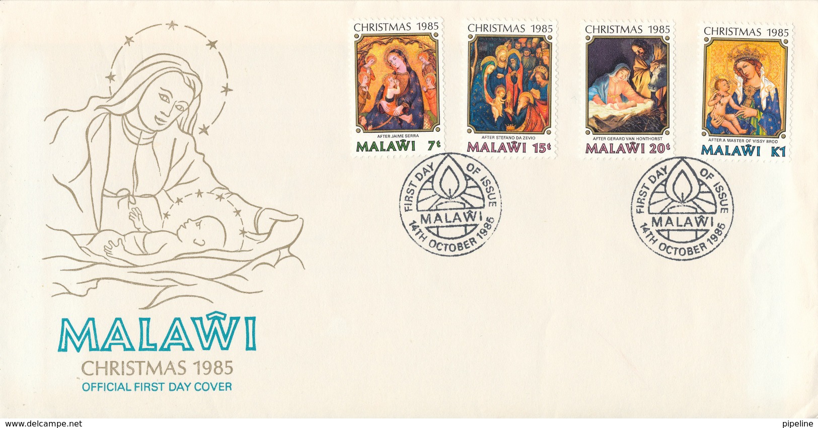 Malawi FDC 14-10-1985 Christmas Stamps Complete Set Of 4 With Cachet - Malawi (1964-...)