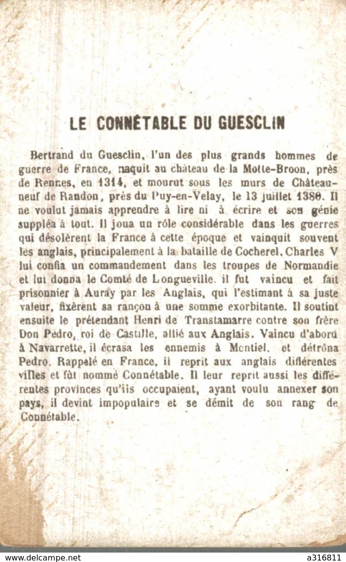 LE CONNETABLE DU GUESCLIN - Histoire