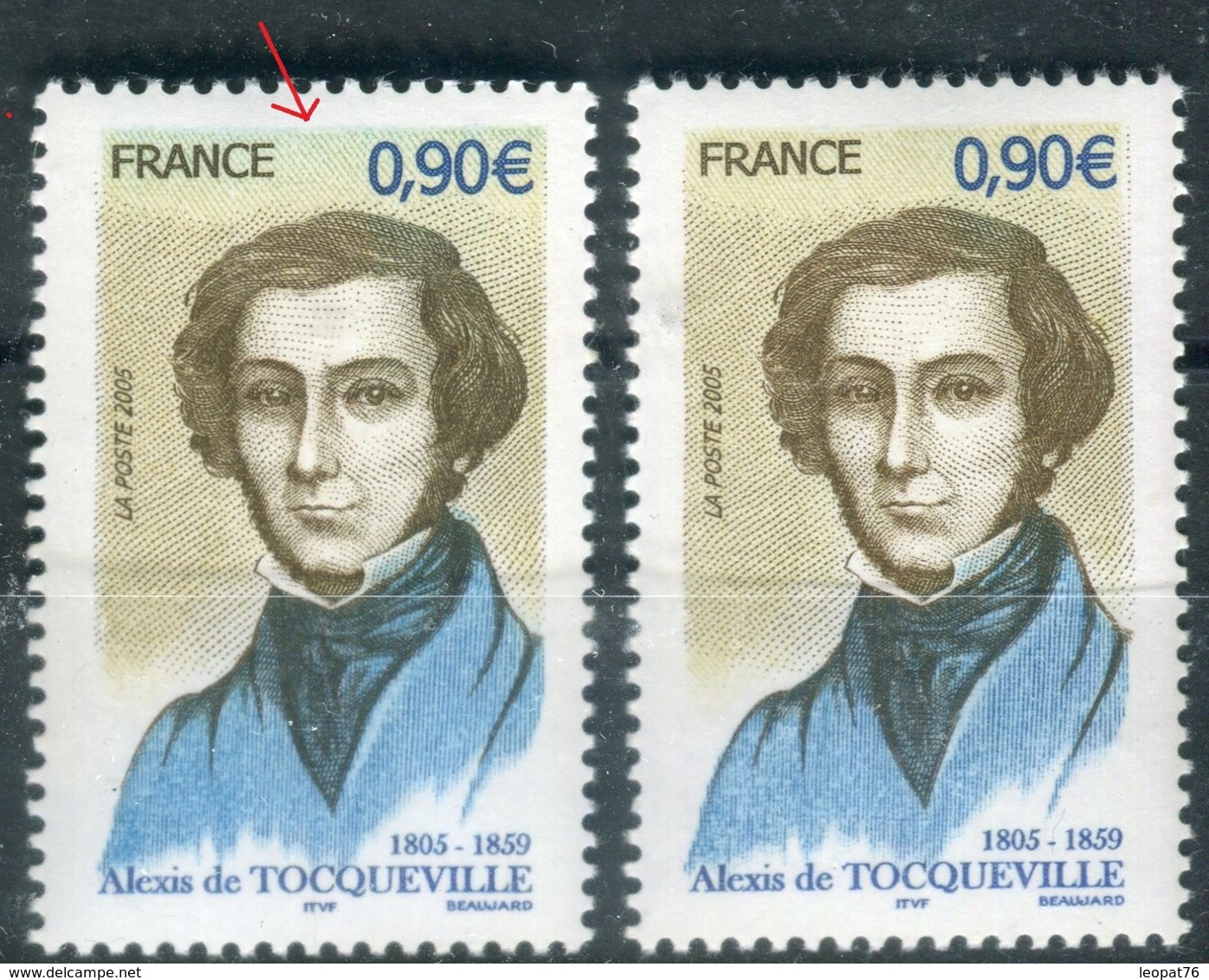 Variété N° Yvert 3780,1 Exemplaire Avec Du Bleu En Haut + 1 Normal, Neufs Luxe - Prix Fixe - Réf V 774 - Unused Stamps