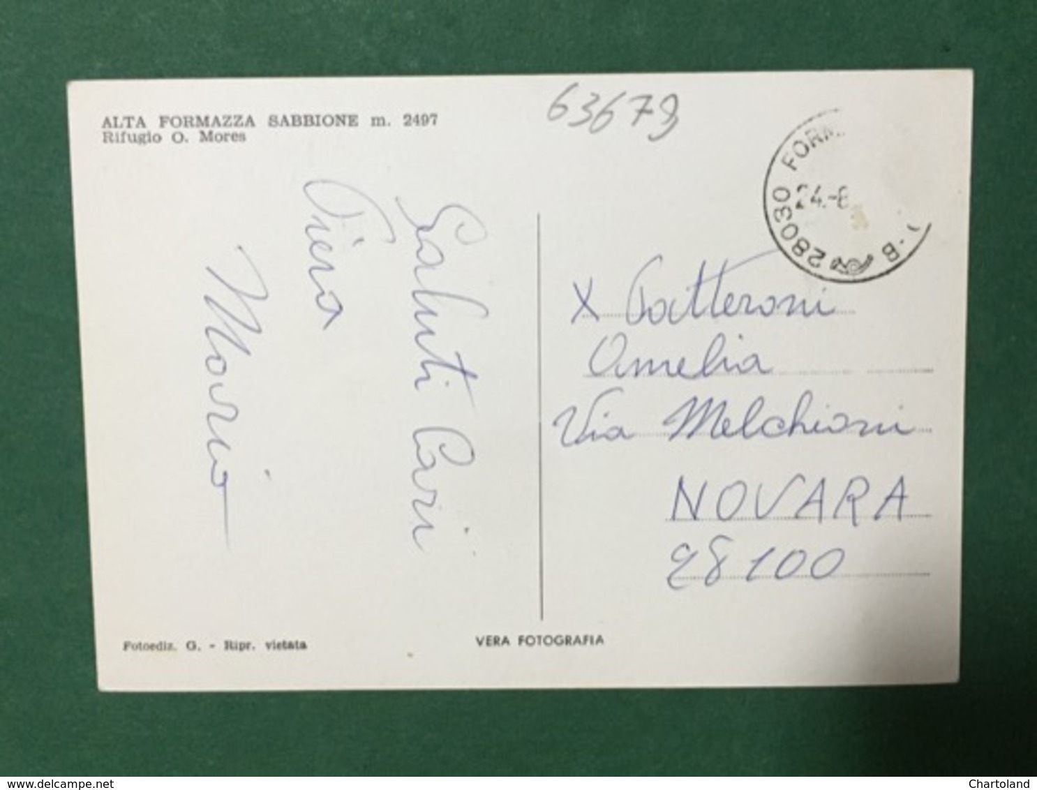 Cartolina Alta Formazza Sabbione - Rifugio O Mores - 1959 Ca. - Verbania