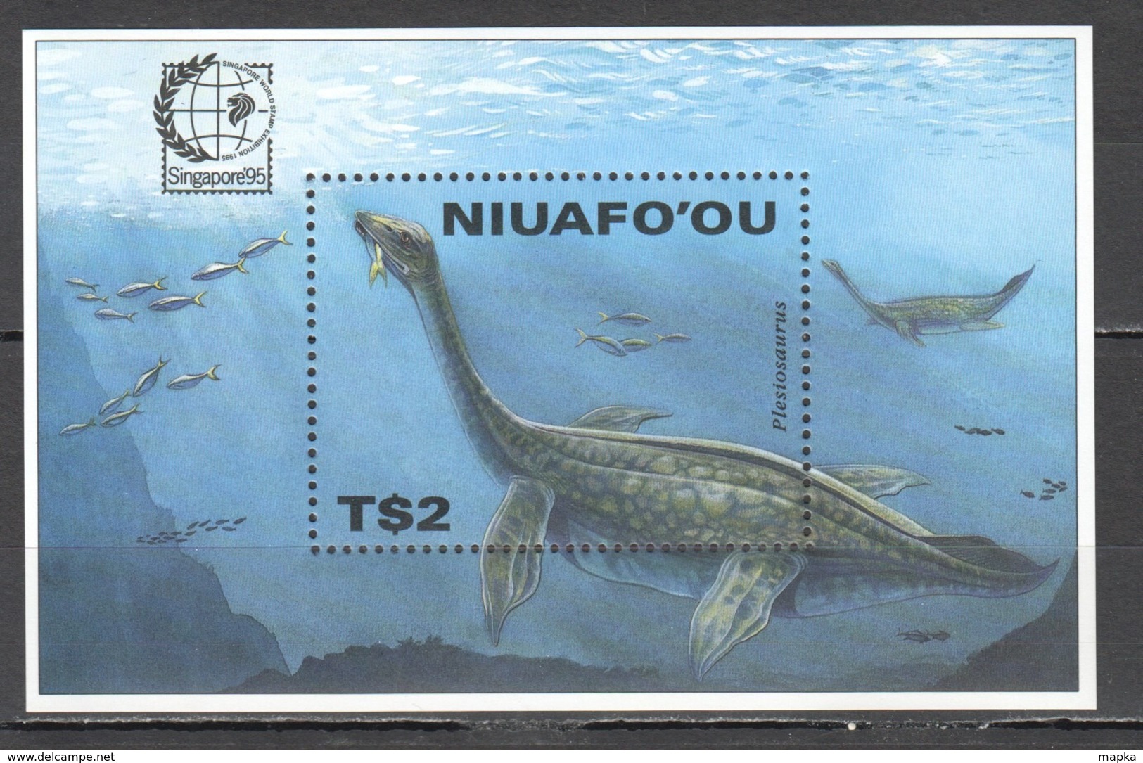 B356 1995 NIUAFO'OU ANIMALS DINOSAURS SINGAPORE BL291 1BL MNH - Preistorici