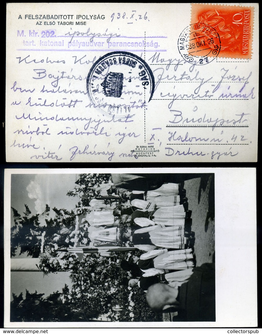 IPOLYSÁG 1938. Visszatért Fotós Képeslap, Tábori Posta és Magyar Kir. Posta Bélyegzéssel  /  Military Photo Vintage Pic. - Brieven En Documenten