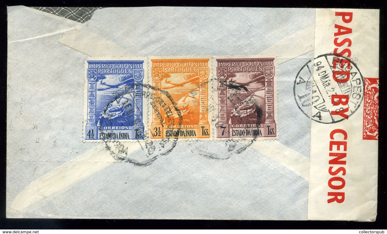 GOA 1940. Dekoratív , Cenzúrázott Légi Levél A Richter Gedeon Gyárba Küldve, Budapestre  /   Decorative  Cens. Airmail L - Portugiesisch-Indien