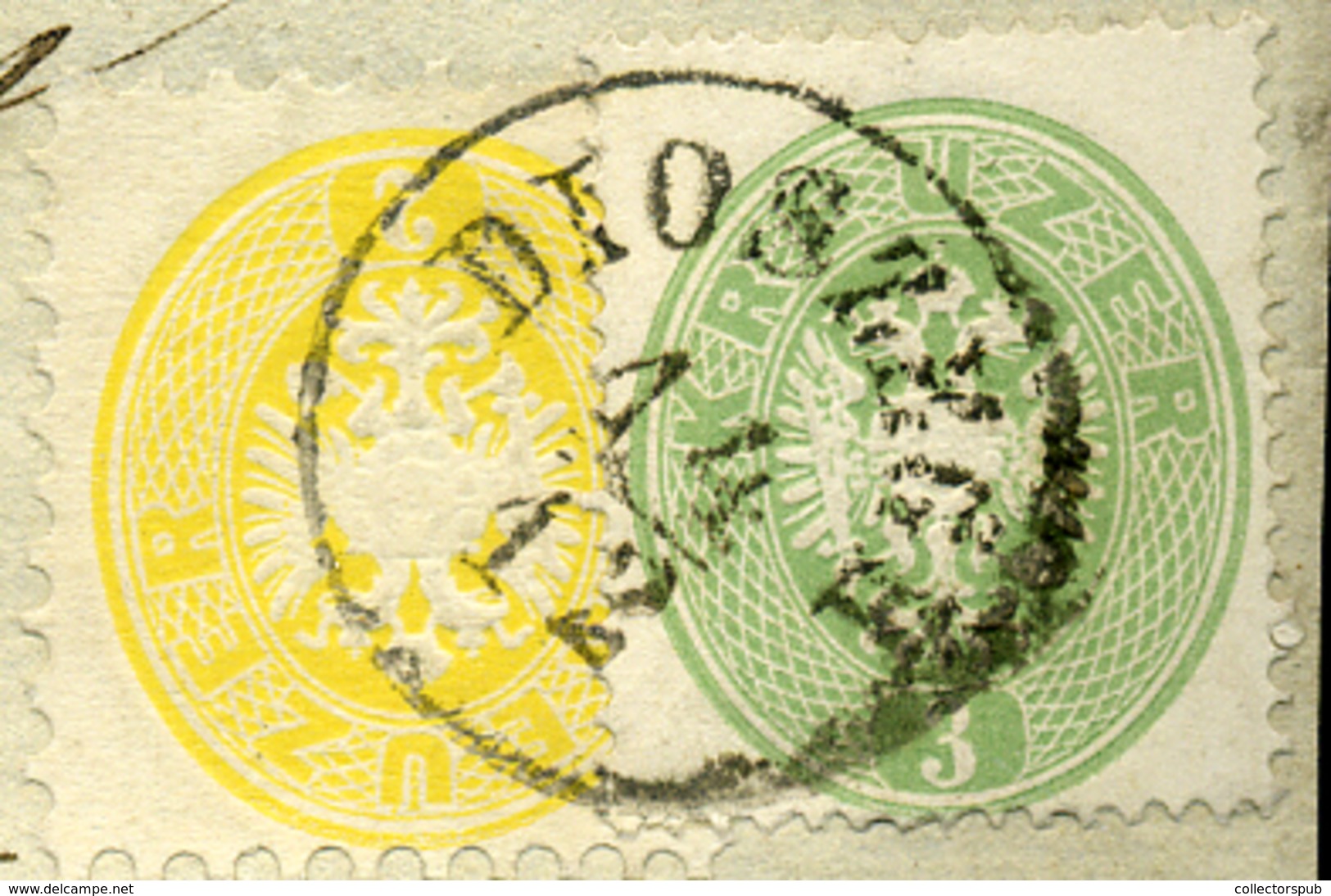 DIÓSZEG  1863-64 3Kr +2kr Vegyes Bérmentesítés Levél Darabon  /  3 Kr +2Kr Mixed Frank. On Letter Piece - Gebraucht