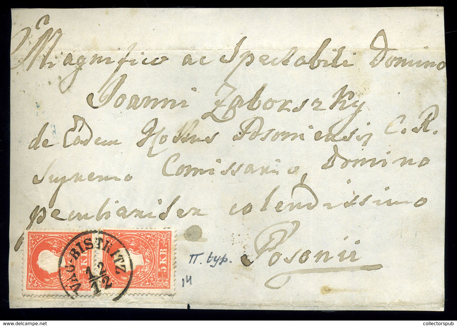 VÁGBESZTERCE 1858 2*5 Kr Levél Előlapon  /  2*5Kr On Letter Front - Usati