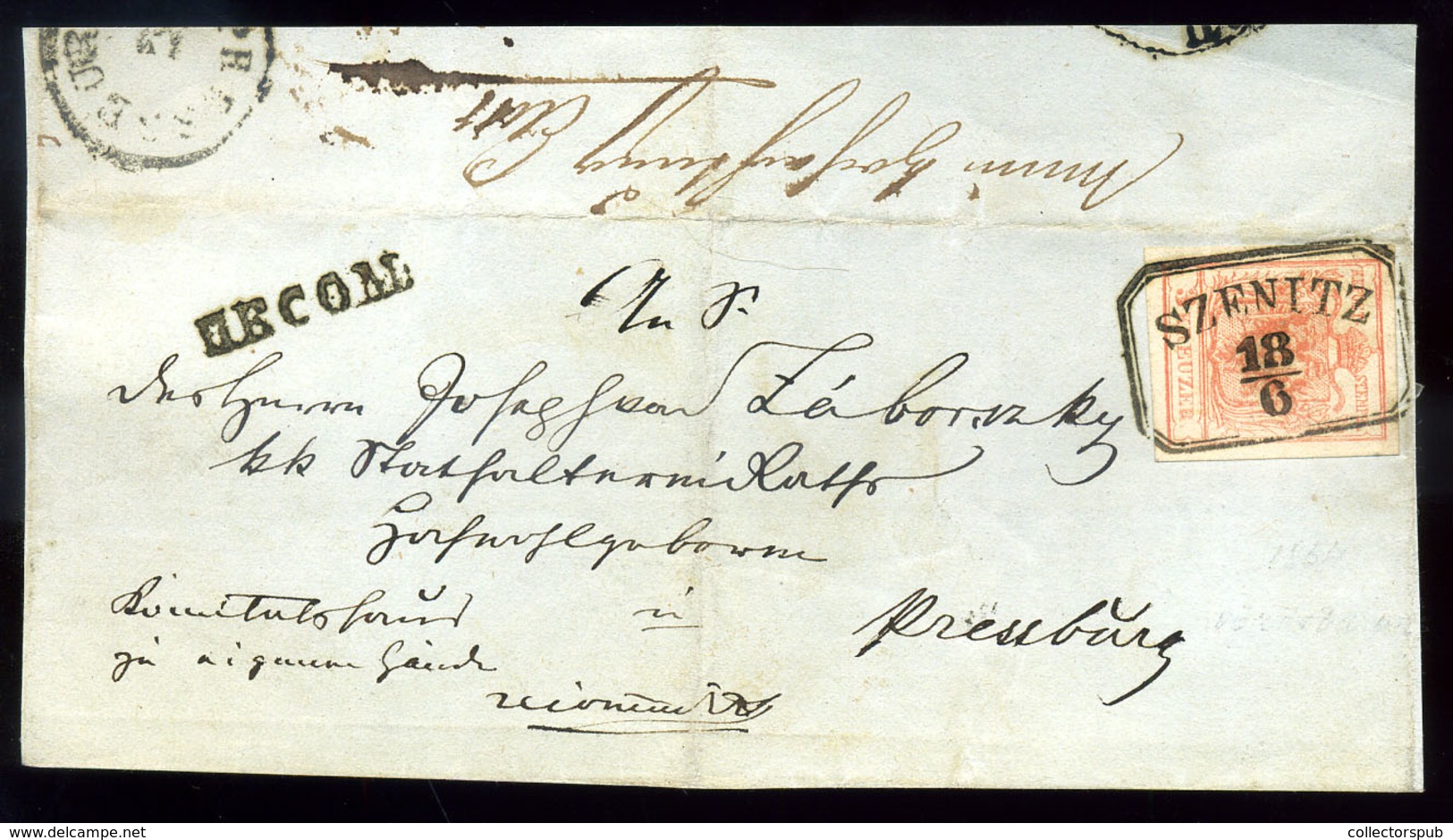 SZENIC 1850. 3kr Levél Előlapon  /  3Kr On Letter Front - Gebruikt